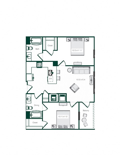 The Walnut Floor Plan at Vida Kannapolis, Kannapolis, NC, 28081
